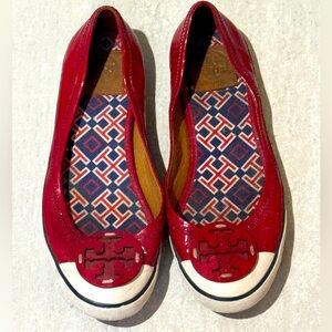 TORY BURCH red patent leather sneaker shoes 8.5